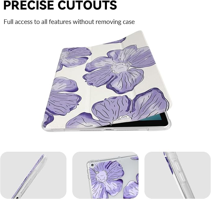 Lovmooful for iPad 9/8/7 Gen Case with Pencil Holder Cute-Bear Flower | Fit for iPad 9/8/7 (10.2-Inch2021/2020/2019 Model9th/8th/7th Generation)Soft TPUTrifold StandProtectiveGirly