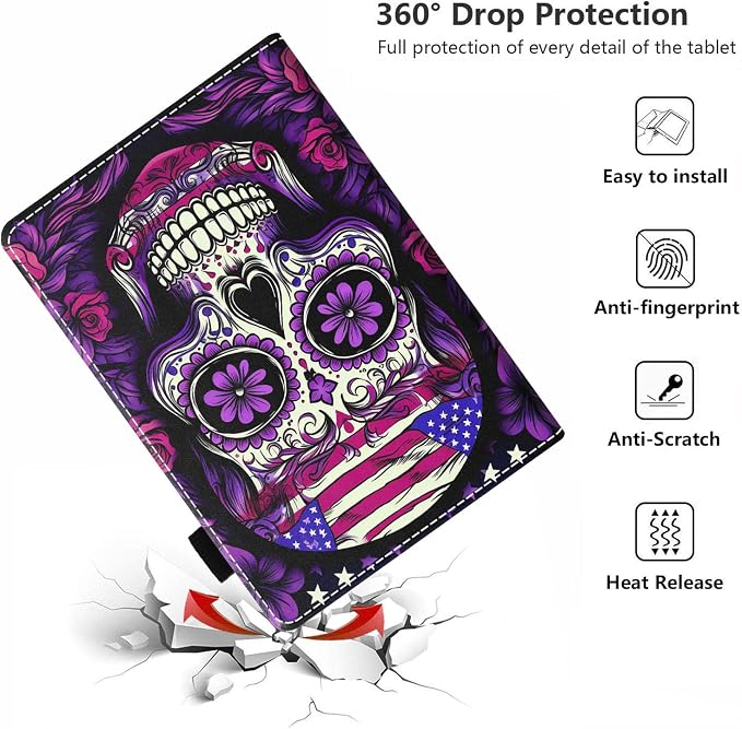 Case for Amazon Kindle Fire HD 10 Tablet 10.1 (9th/7th Generation 2019/2017 Release) - PU Leather Folio Case with Smart Auto Wake/Sleep African American Girl