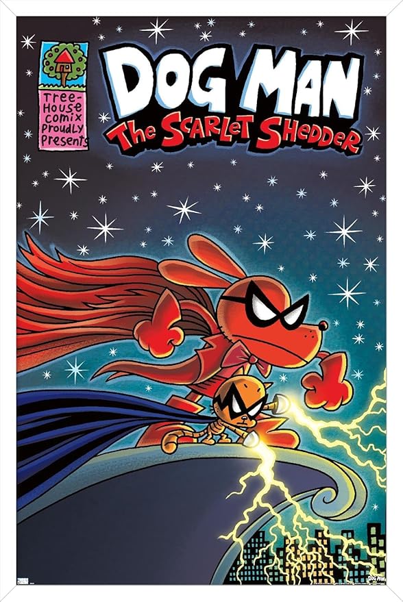 Dog Man - The Scarlet Shedder Wall Poster, 22.4L" x 14.7W", White Framed Version