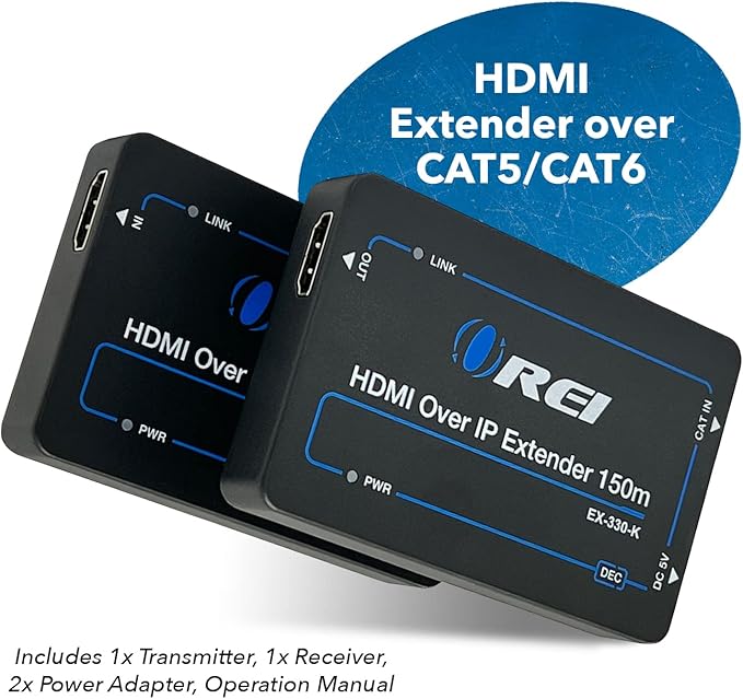 OREI HDMI Over Ethernet Extender with CAT5/CAT6, Upto 330 Feet - HDMI Loop Out - 1080P Full HD Signal Distribution with Support for one to Many Connection.