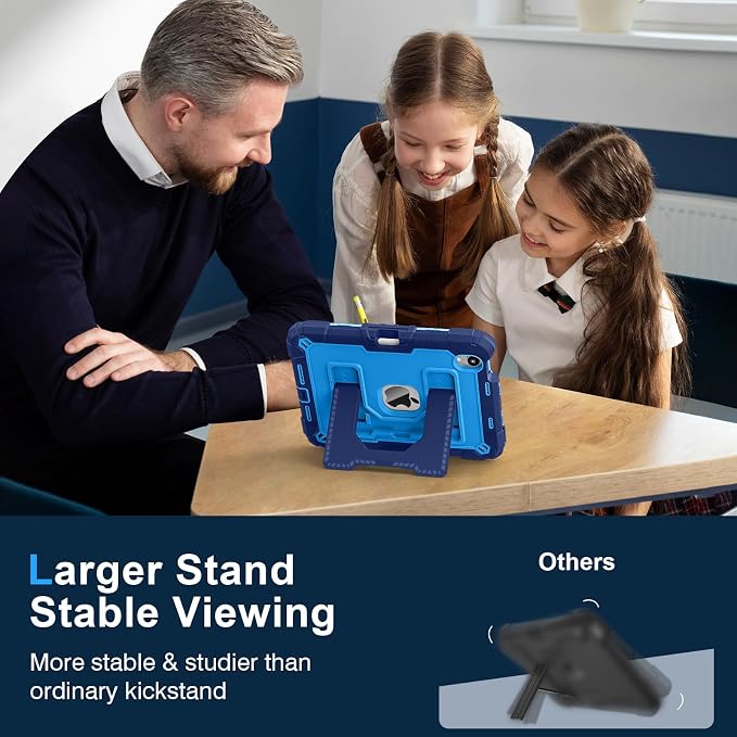 Kids Case Compatible with iPad mini 7 A17 pro 2024 Mini 6 8.3”Colorful Shockproof Case with Pencil Holder and Adjustable Big StandHandle Strap for iPad mini 6th 7th Gen