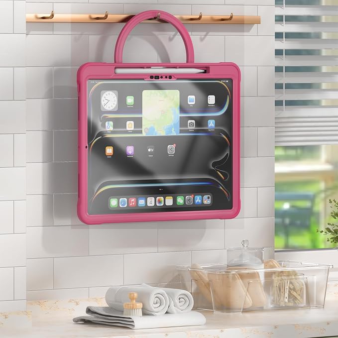 Batianda HaloCarry Case for iPad Pro 11 inch 2025 M5 2024 M4 Lavender Grey | Lightweight Dual-Layer Rugged Case with 360° Rotating Carry Ring Handle Stand and Pencil Holder Reinforced Corner Defen