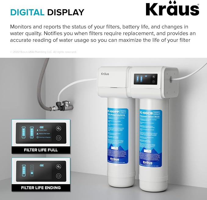 KRAUS Purita 2-Stage Carbon Block Under-Sink Water Filtration System
