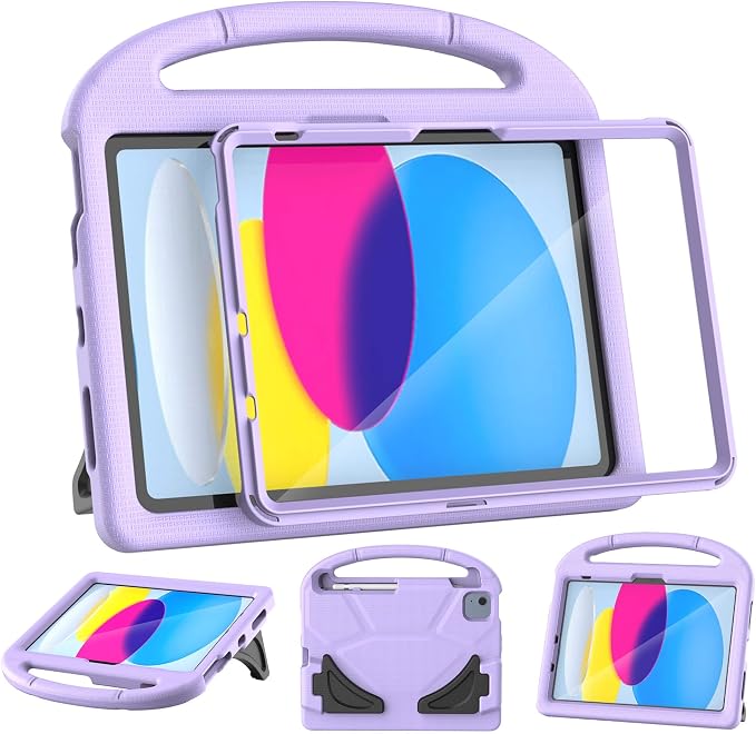 Kids Case for iPad (A16) 11th Generation 11 Inch 2025/iPad 10th Generation 10.9 Inch 2022 with Screen Protector and Pencil Holder Shockproof Handle Stand Cover for iPad 11/10 Gen Blue