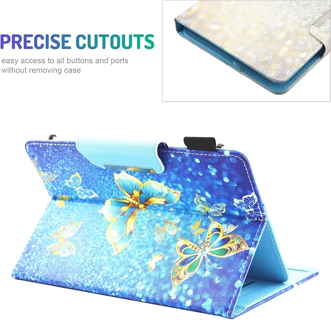 Dteck Universal Case (7.9 to 8.4) - Fold Stand Protective Flip Case for Apple iPad mini/Samsung Galaxy Tab 8.0 8.4 /Lenovo Tab 8 /onn. 100003561 8 Tablet Pro/Android Tablet 8 Inch (Blue Pink)
