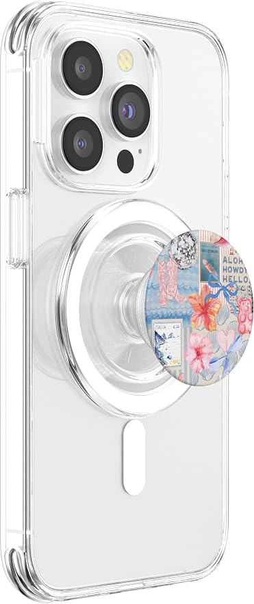 Beachy Blue Coquette Collage Cute Seashell Coastal Summer PopSockets PopWallet for MagSafe