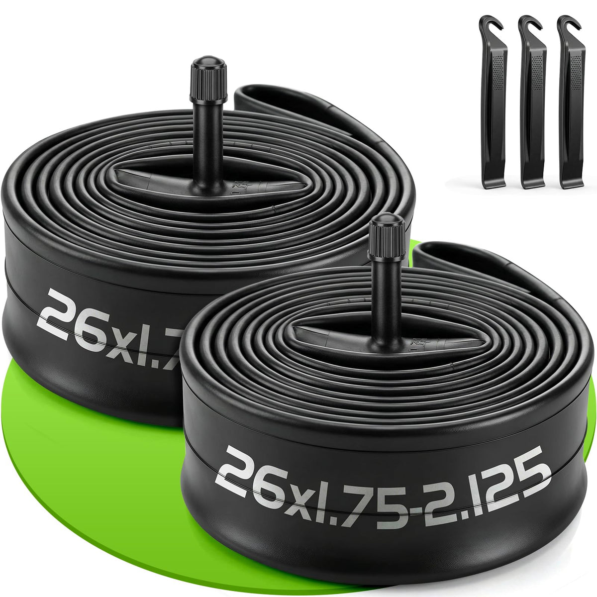 BEAUGIREW 2 Pack 26" Bike Tubes 26 x 1.75/2.125 AV 48mm Schrader Valve Bicycle Tubes Compatible with 26x1.75 26x1.90 26x2.0 26x2.126 26x2.125 Inner Tubes