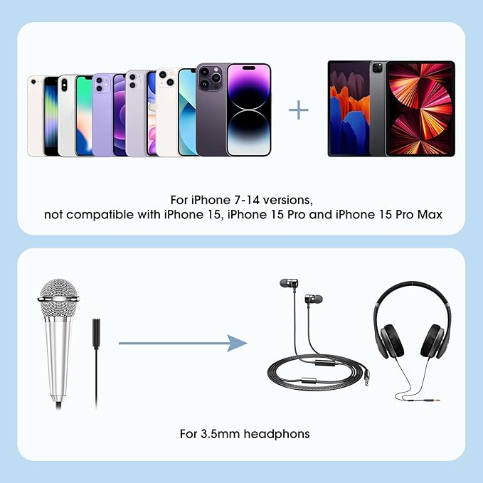 Mini Microphone for iPhone iPad Small ASMR Tiny Microphone for Voice Video Recording Singing, Vlogging, Podcasting YouTube (1 PCS Black)