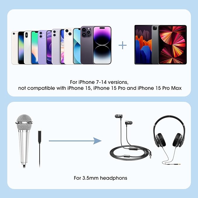 Mini Microphone for iPhone iPad Small ASMR Tiny Microphone for Voice Video Recording Singing, Vlogging, Podcasting YouTube (1 PCS Silver)