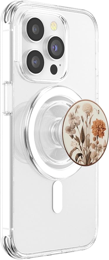 Boho Aesthetic Minimalist Floral Art Cream Light Brown PopSockets Adhesive PopGrip