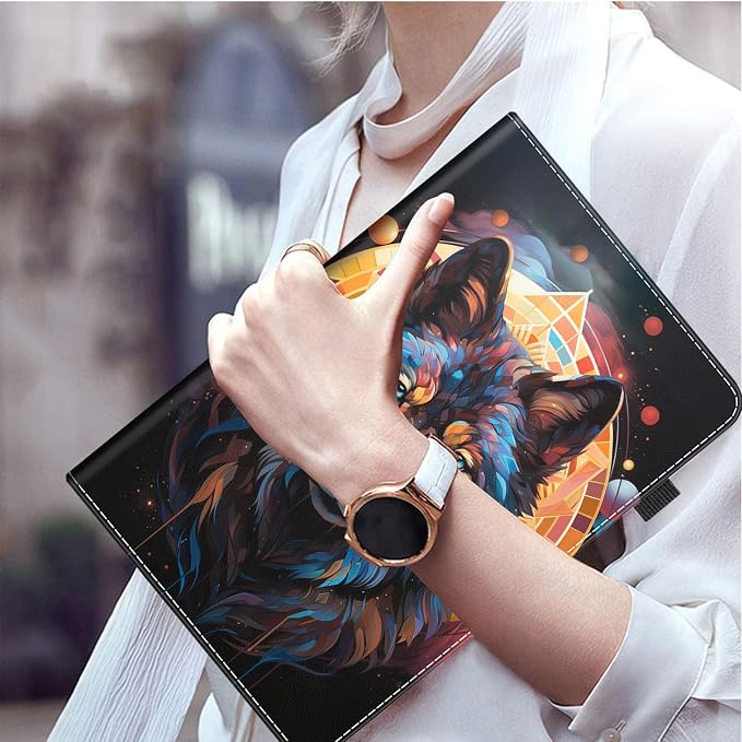 Case for All-New Amazon Fire HD 10 and 10 Plus Tablet (13th/11th Generation 2023/2021 Release) 10.1 - Slim Fit Standing Cover with Auto Sleep/Wake，Wolf
