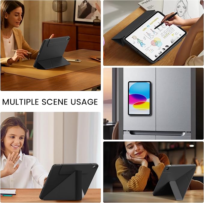 Clear Case for iPad A16 11th/10th Generation 2025/2022 Black | 360° Rotating Magnetic Detachable ipad a16 Case Clear with Pencil Holder Auto Wake/Sleep for ipad 11 inch a16 case