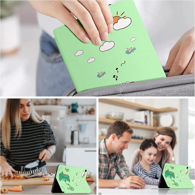 Shockproof Protective Case for Samsung Galaxy Tab S6 Lite 2024/2022/2020 Model SM-P610/P613/P615/P619 - Folding Stand Cover for Galaxy Tablet S6 Lite - Cute Dinosaur