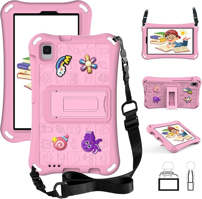 Case for iPad 10.2 Inch 2021/2020/2019/ iPad Pro 10.5 Inch/Air 3rd Gen (2019) Shoulder Strap Kickstand Children Friendly Anti-Scratch Shockproof Case Lightpurple