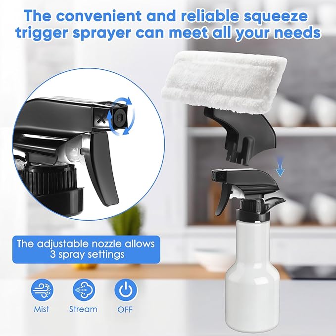 Window Vacuum Squeegee Cordless, Handheld Window Vac with Multi-Purpose Spray Bottle & Microfiber Cloth, Electric Cleaning Tool for Windows, Mirror, Countertop