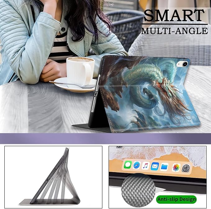 Case for iPad (A16) 11th Generation 11 Inch 2025 / iPad 10th Generation 10.9 Inch 2022 Ultra-Thin Multi-Angle Protective Cover with Auto Sleep/Wake A Dark Horse