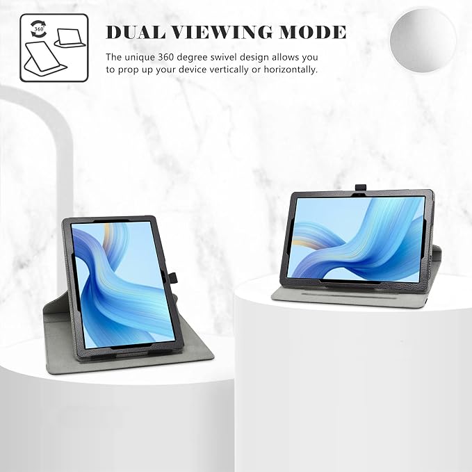 LiuShan Compatible with DOOGEE U9 / U10 PRO Rotation Case 360° Rotatable Stand PU Cover for 10.1 DOOGEE Tablet Black