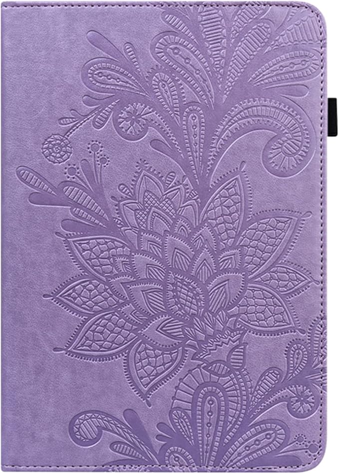for Kindle Fire HD 8 Tablet (only Fits 10th Generation) &amp Fire HD 8 Plus 8 Case 2020 with Stand/Pencil Holder/Card Pocket/Elastic Band Embossed PU Leather Floral Cover Brown Peacock Flower