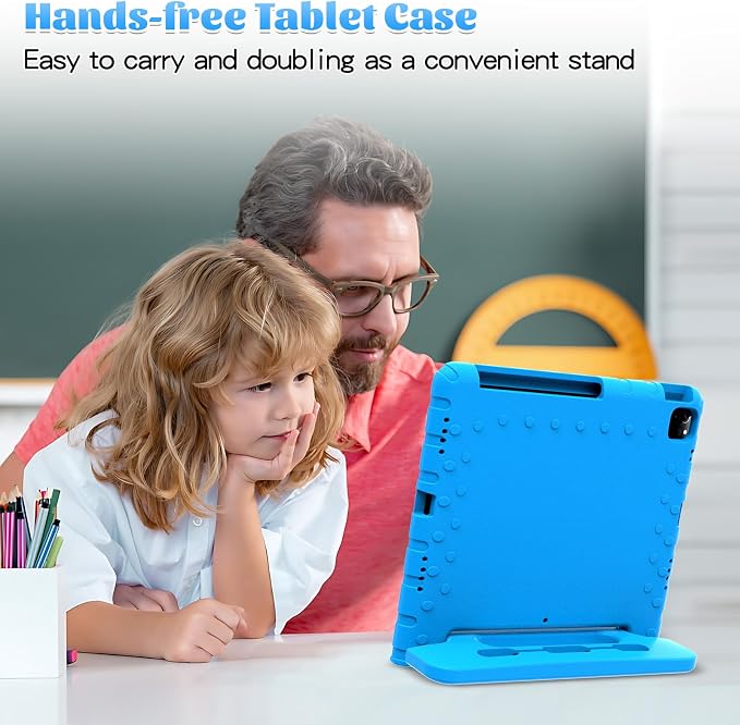 Heavy Duty Kids Case for Samsung Galaxy Tab S7 FE/S7 Plus/S8 Plus 12.4 inch | Rugged Protection Cover for Galaxy Tab S8+/Tab S7 FE/S7+ 2022/2021/2020 with S-Pen Holder Handle StandEVA Foam Rose Red