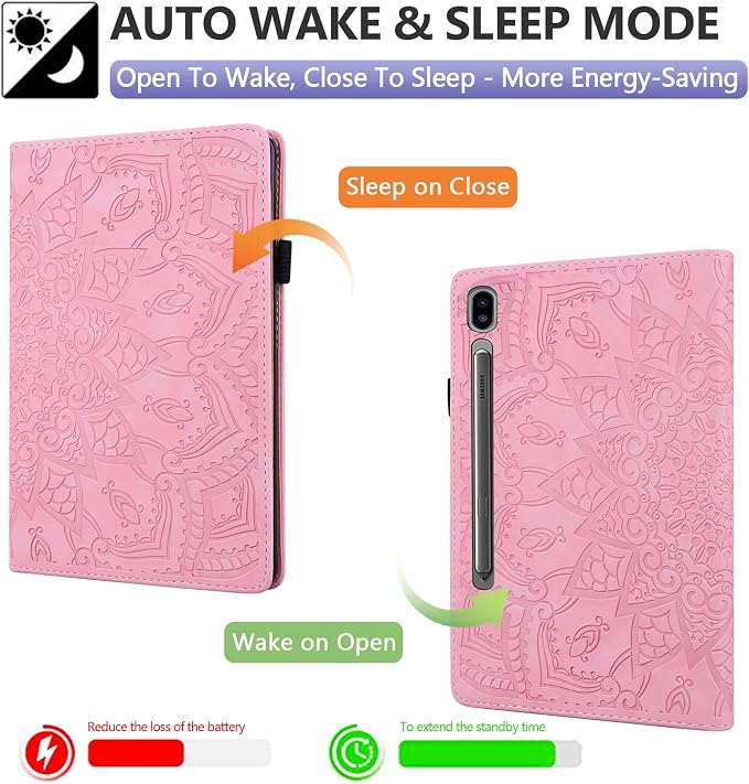 Dteck Case for Samsung Galaxy Tab S9 FE+ Plus 5G Tablet Case 12.4 2023 with Pencil HolderPU Leather Embossed Flower Cat Folio Multi-Angle Viewing Stand Shockproof Protective Tablet 12.4 CoverBlue