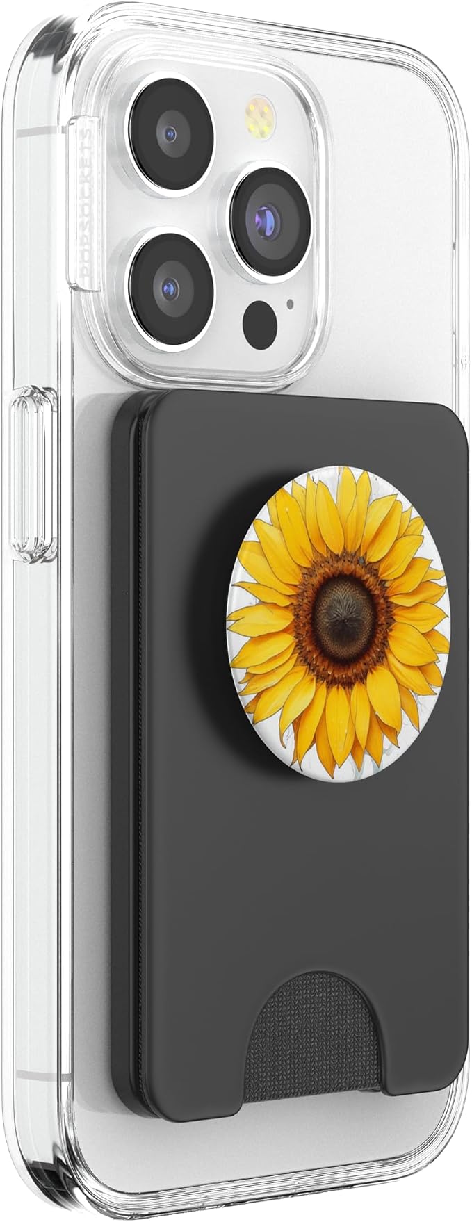 Yellow Sunflower Bloom Illustration Print PopSockets PopWallet for MagSafe