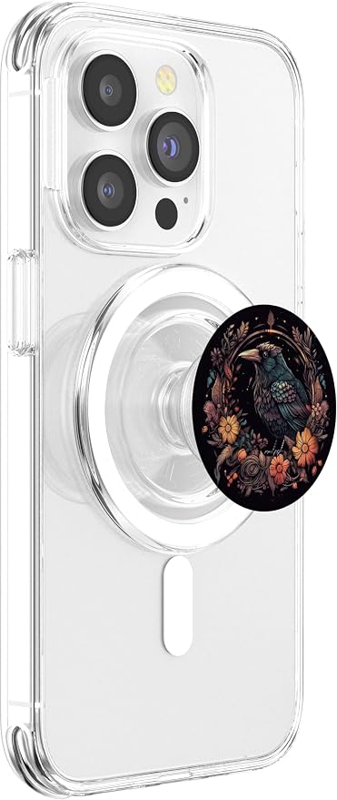 Crow Boho Flowers Graphic PopSockets Adhesive PopGrip