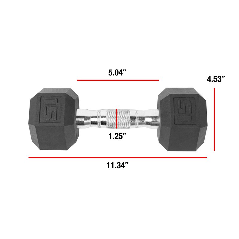 CAP 20 LB 12-Sided Rubber Coated Dumbbell Weight, Rubber Free Weights for Home Gym Strength Training, Black Oxide Handle, Pair
