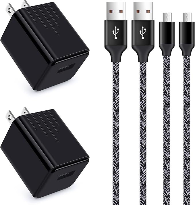 Micro Charger Phone Android Cables for Samsung Galaxy A9 Star LiteC8 J8 J7 | J3V J5J7V J3 Prime CrownS7 S6 S5 1A Wall Charger Box6FT Fast Micro Charging Cable