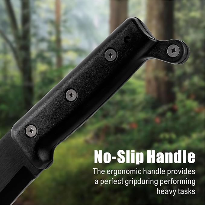 REAT Machete with Saw, 17" Full Tang Fixed Blade Hunting Knife with Sheath, Ergonomic No-Slip Handle,Machetes for Cutting Trees,Yard Work,Bushcraft, Survival