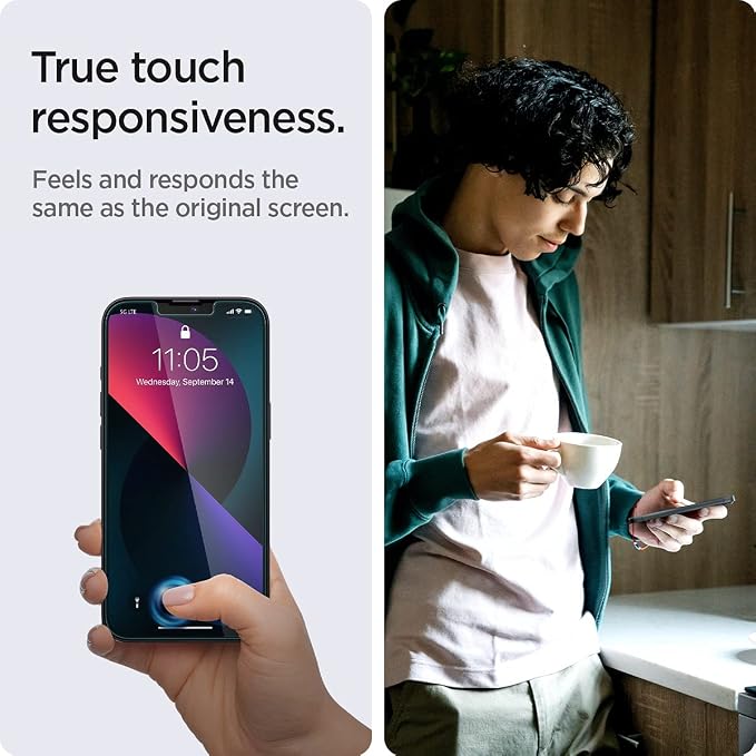 Spigen GlasTR EZ FIT Screen Protector for iPhone 13 Mini | Tempered glass including installation kit crystal clear scratch-resistant case-friendly 9H hardness film