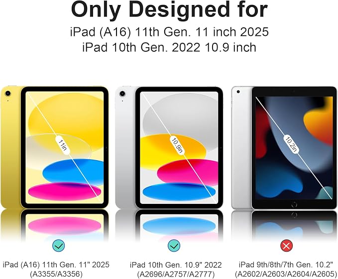 Magnetic Case for iPad (A16) 11th Generation 11 Inch 2025 Smart Folio for iPad 10th Generation 10.9 inch 2022 Trifold Stand Tablet Cover with Auto Sleep/Wake Slim Lightweight Case Black