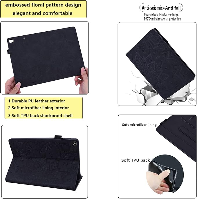 Fire HD 8 Case Slim Folding Stand Auto Wake/Sleep Wallet Case with Cards/Cash Holder for Amazon Fire HD 8(8th/7th/6th Gen 2018/2017/2016 Release)-Black