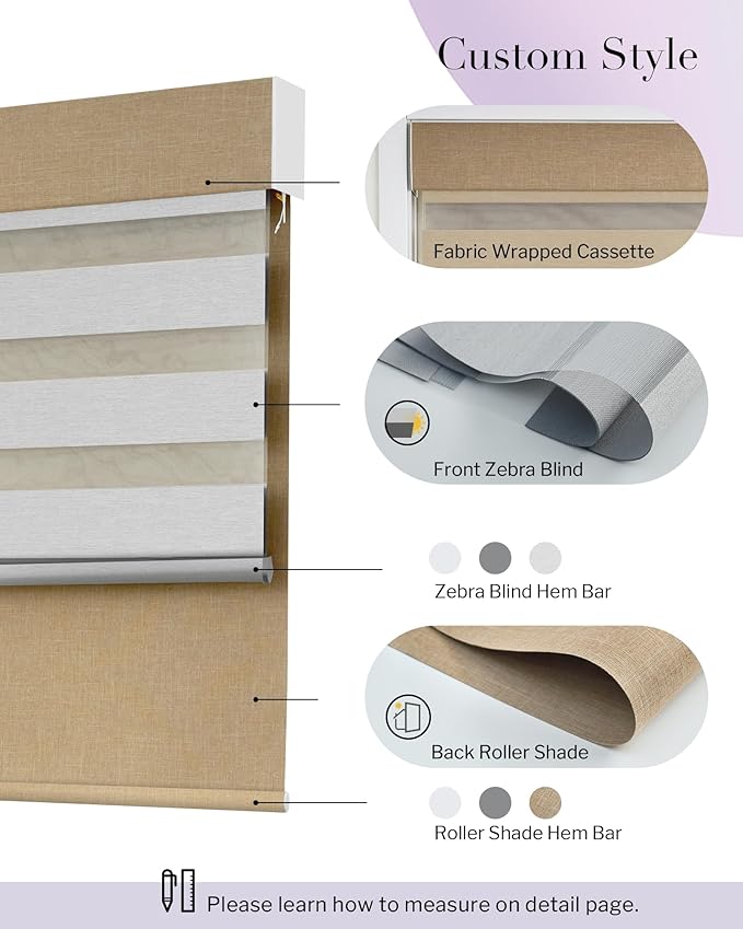 Graywind Smart Dual Shades Compatible with Alexa Google Homepod Motorized Double Zebra Blinds Matter Solar Powered, Custom Size (Custom Fabric)