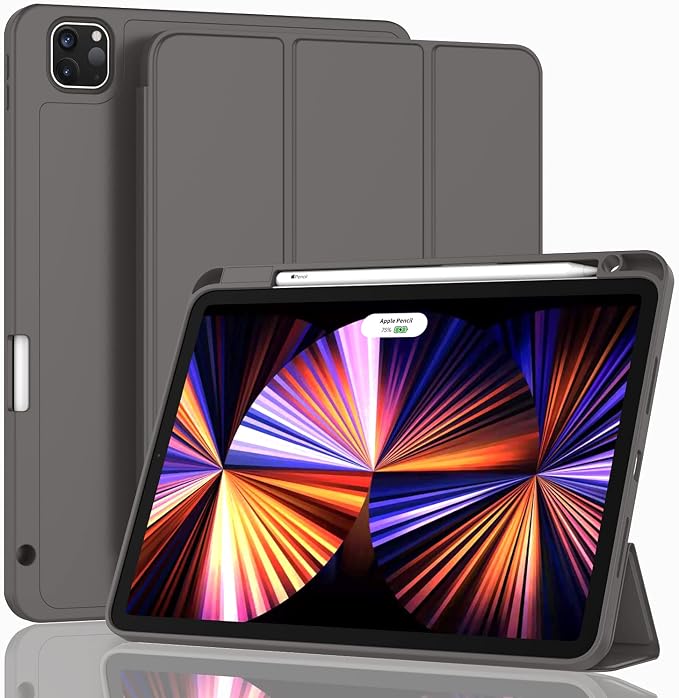 New iPad Pro 11 Inch Case 2022(4th Gen)/2021(3rd Gen)/2020(2nd Gen) with Pencil HolderSmart iPad Case [Support Touch ID and Auto Wake/Sleep] with Auto 2nd Gen Pencil Charging (Deep Pink)