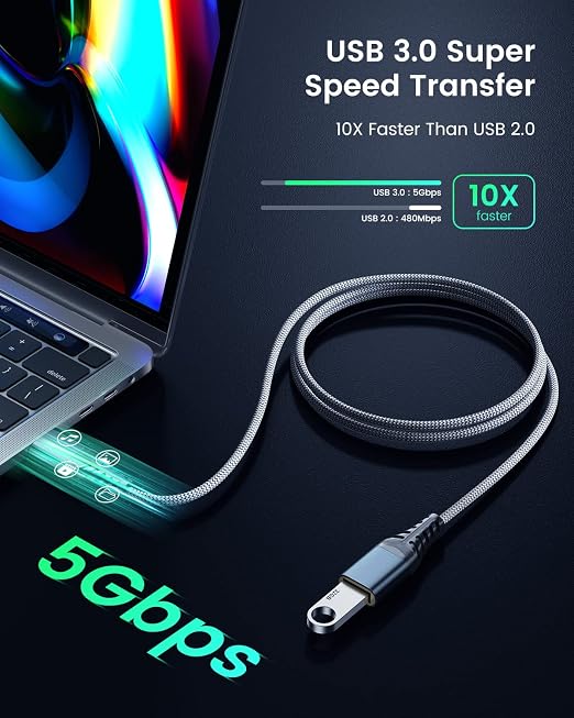 ANDTOBO 2 Pack (10FT+10FT) USB Extension Cable USB 3.0 Type A Male to Female Extender Cables High-Speed Data Transfer 5Gbps Compatible with Gamepad Printer USB Keyboard Flash Drive Hard Drive