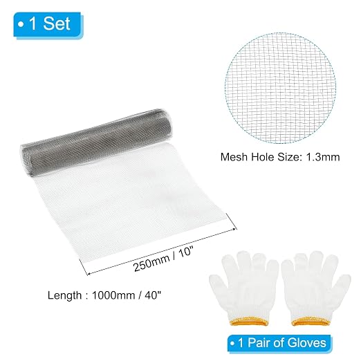 PATIKIL 40" L x 10" W Woven Wire Mesh, 16 Mesh 304 Stainless Steel Air Vent