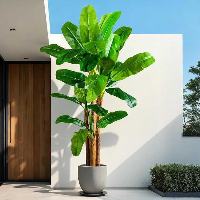 Large Artificial Banana Tree Tall Faux Tropical Bananas Trees Indoor Outdoor Realistic Floor Plant Big Fake Plants for House Home Living Room Office Front Porch Decor Outside Patio para decoracion