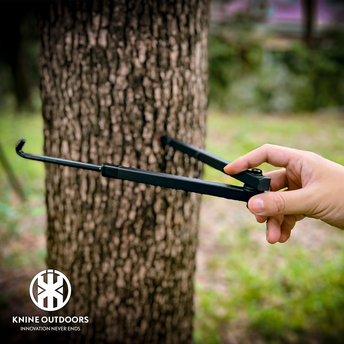 KNINE OUTDOORS Bow Hangers for Tree Hunting - 3 Pack Tree Stand Accessories, Adjustable 23 Inch Gear Holder with 4 Hooks, Tool-Free Installation