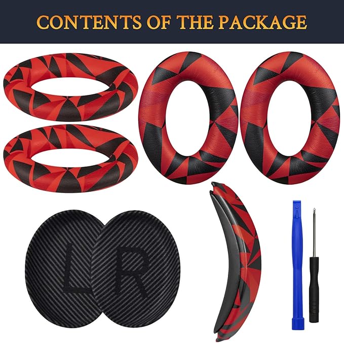 SOULWIT Ear Pads Cushions + Headband + Silicone Earpads Cover Protector, Replacement Kit for Bose QuietComfort 35 QC35, QC35 ii Over-Ear Headphones - Red Storm