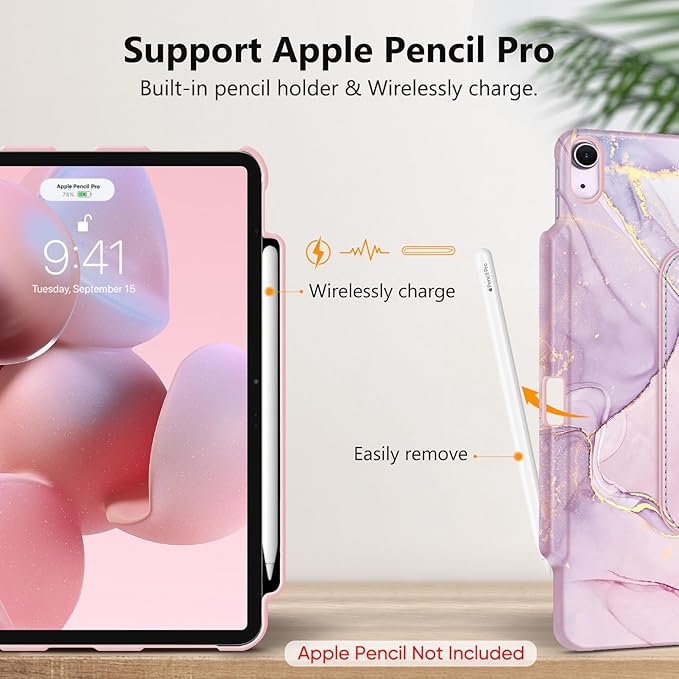 Fintie Rotating Case for iPad Air 13-inch M4/M3/M2 (2026/2025/2024) | 360° Swivel Stand Landscape &amp Portrait Viewing Shockproof Protective Cover Pencil Holder Auto Sleep/Wake Black