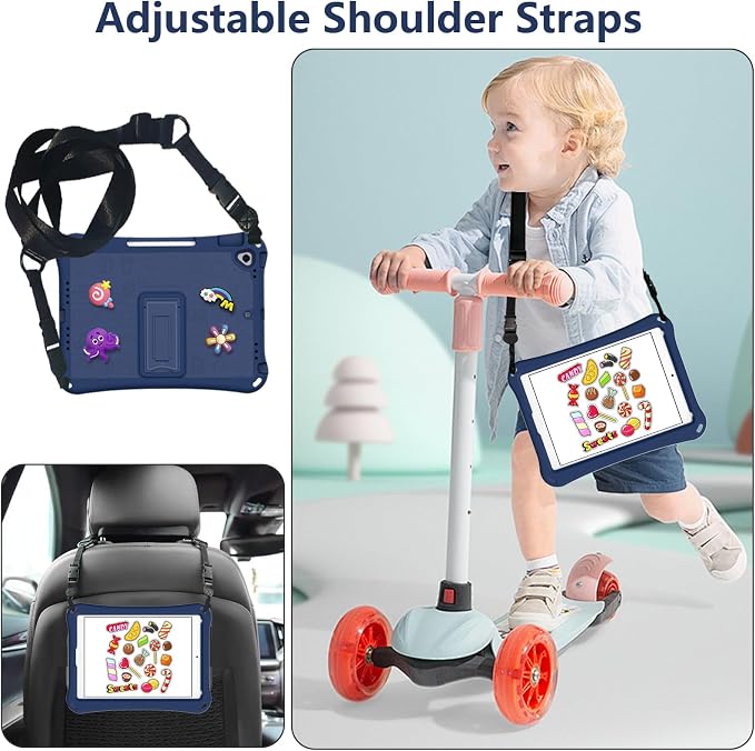 Case for iPad 10.2 Inch 2021/2020/2019/ iPad Pro 10.5 Inch/Air 3rd Gen (2019) Shoulder Strap Kickstand Children Friendly Anti-Scratch Shockproof Case Lightpurple