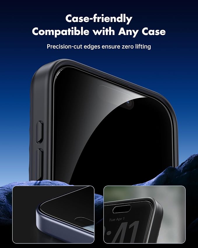 UNBREAKcable Privacy Screen Protector for iPhone 15 (6.1) 25° Anti-Spy Tempered Glass Easy Install Alignment Frame Case-Friendly 9H Hardness Anti-Fingerprint 3-Pack