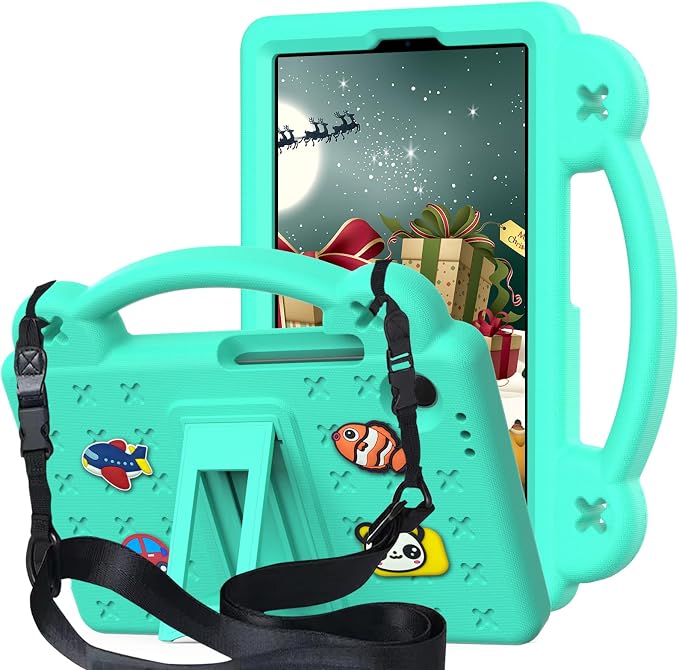 Kids Case for Lenovo Tab 10.1 inch (TB311XU / TB311FU) Kids EVA Protective Shockproof Cover with Stand Handle Shoulder Strap Handle Stand for Lenovo Tab 10.1 2025 Green