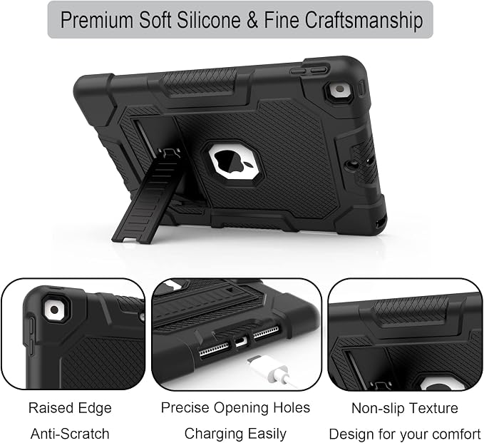 TIMISM Case for iPad 9th/8th/7th Generation(2021/2020/2019) Heavy Duty Military Grade Shockproof Rugged Protective 10.2 Cover with Built-in Stand for iPad 9 8 7 Gen Black+Green