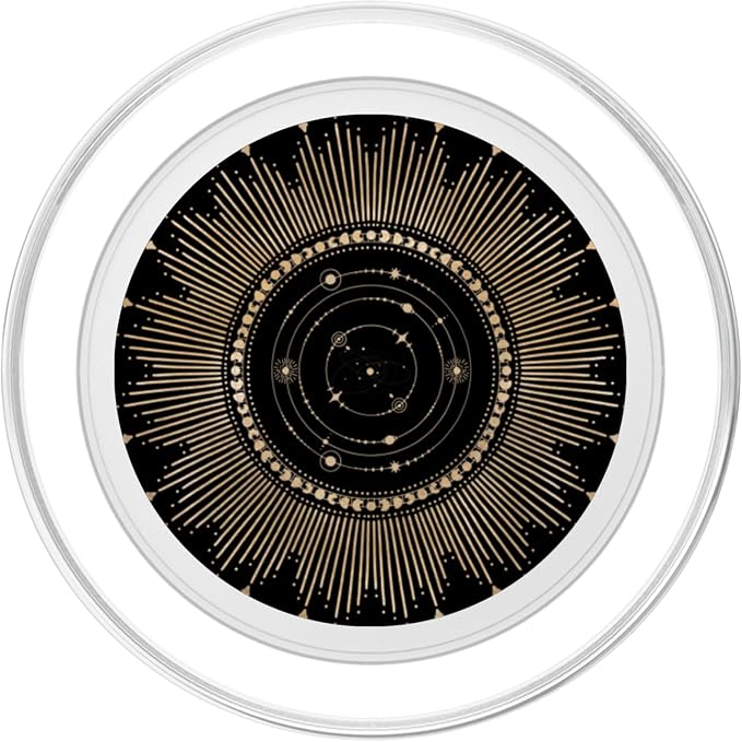 Celestial Moon Phases Planet Black and Gold PopSockets Adhesive PopGrip