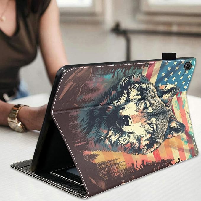 Case for Amazon Kindle Fire HD 10 Tablet 10.1 (9th/7th Generation 2019/2017 Release) Slim Folding Stand Folio Cover with Card Slot &amp Auto Wake/Sleep - African American Girl