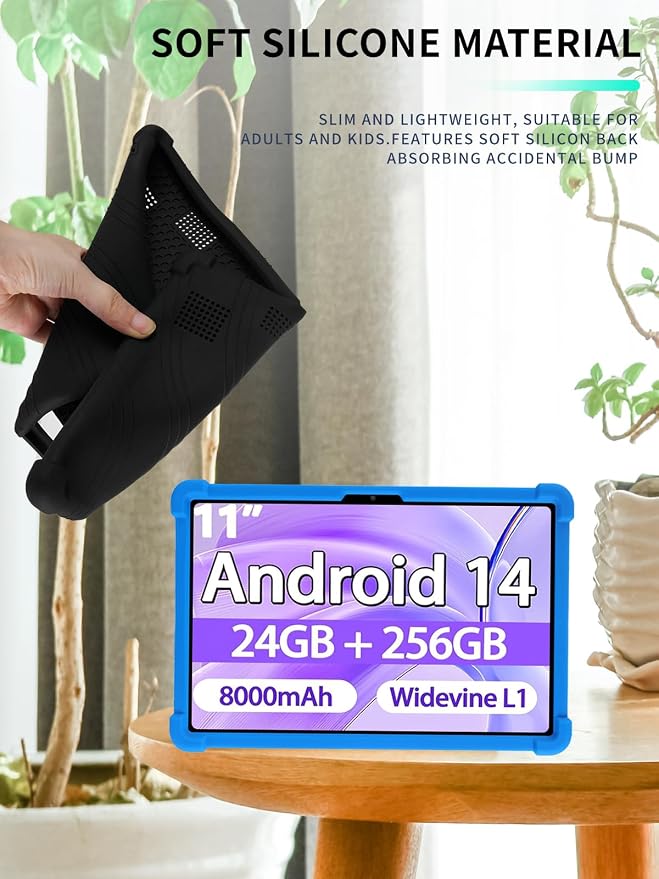 Case for SKYEGG K15 Tablet 11 inch Android 14 Tablets，WUNIAK Shock Proof Lightweight Stand Rubber Shell Protective CoverKids Friendly Soft Silicone Adjustable Stand CoverBlack