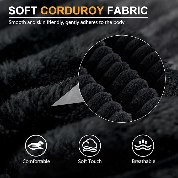 71" Corduroy Loveseat Sofa, 3-Seater Cloud Couch, Boneless Couch in a Box, Comfy Deep Seat Sofa with Memory Foam, Pillows and Wide Armrests, Modern Small Couches for Small Spaces, No Assembly (Black)