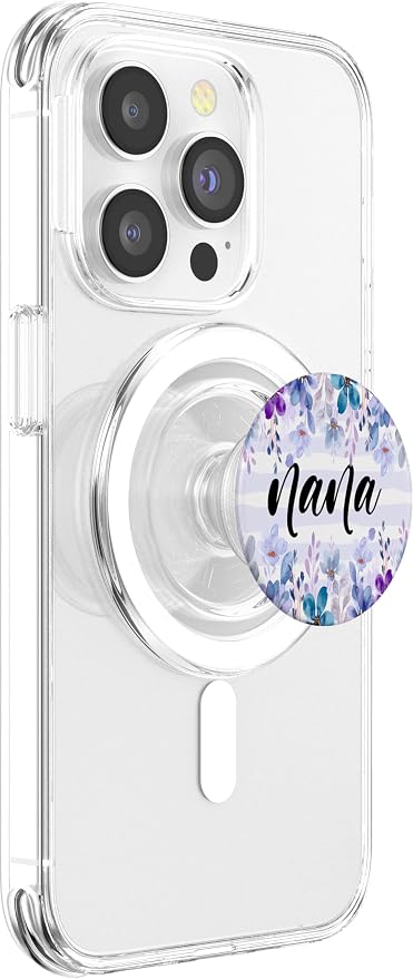 Nana Withe Blue Purple Flower For Women Grandma PopSockets Adhesive PopGrip