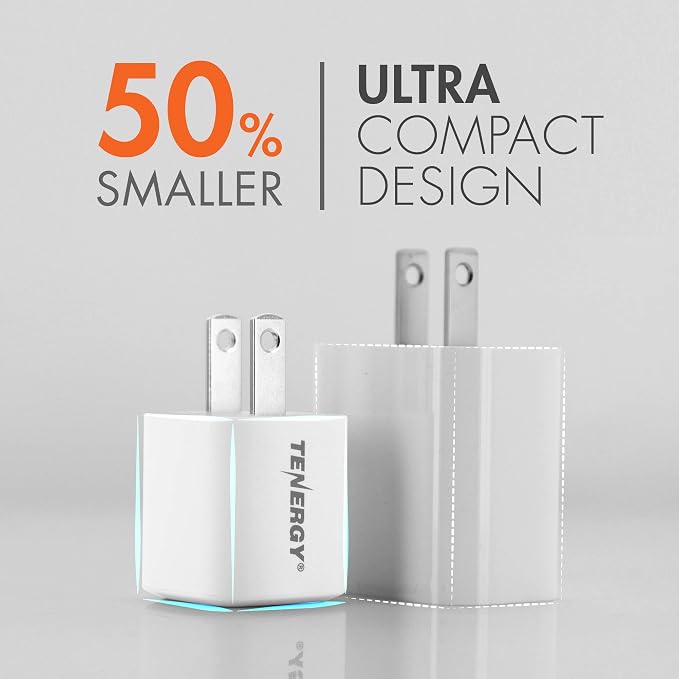 Tenergy USB-C Charger with PD 20W 2 Pack Fast Charging iPhone 12/12 Mini / 12 Pro / 12 Pro Max / 11 Galaxy Pixel 4/3 iPad Pro (Cable not Included)